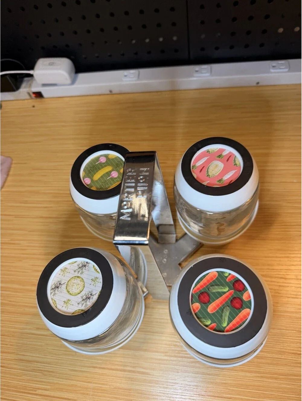 Mortier Pilon Home Canning Set W/ 4 Mason Jars & Lids Rack Funnel Preserves